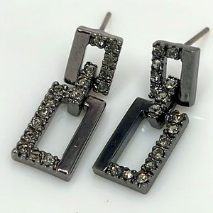 Interlocking Rhinestone Post Earrings.